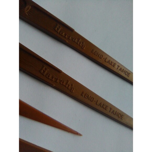 Harrah's Club Reno Lake Tahoe Swizzle Sticks Drink Stirrers +picks Copper color - Picture 8 of 9